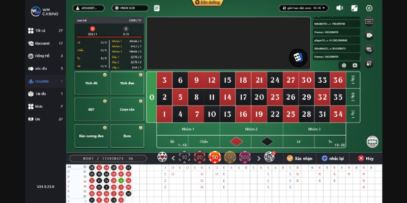 Roulette tại WM Casino