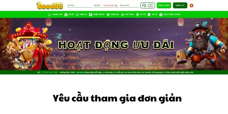 Yêu cầu của khuyến mãi thưởng nạp đầu vô cùng đơn giản 